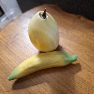 Vintage Italian Polished Alabaster Stone Fruit/Banana Pear Food Decor
